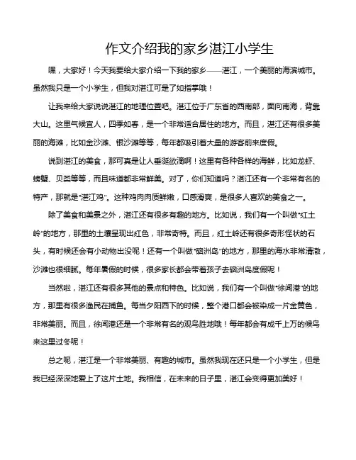 作文介绍我的家乡湛江小学生