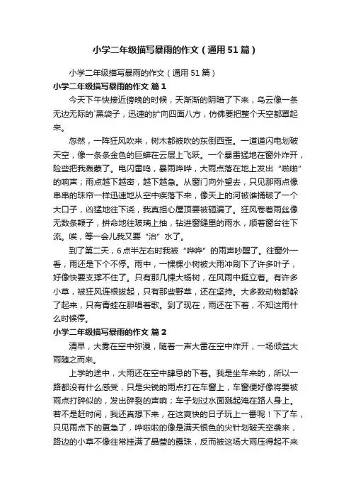 小学二年级描写暴雨的作文（通用51篇）
