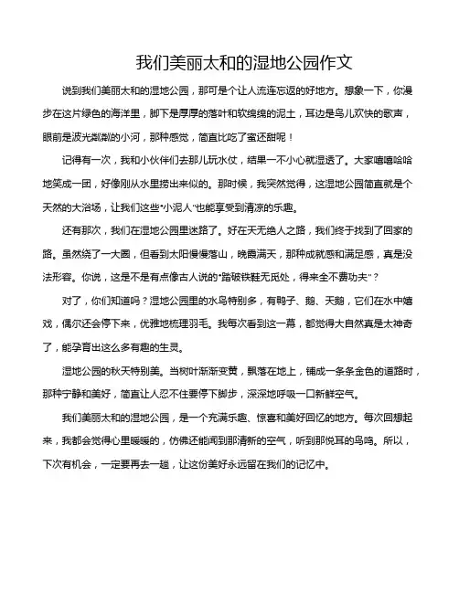 我们美丽太和的湿地公园作文