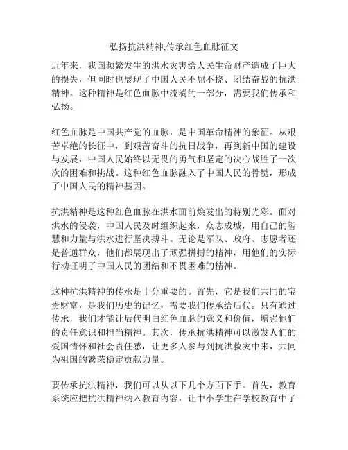 弘扬抗洪精神,传承红色血脉征文