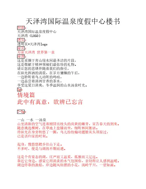 地产楼书 天泽湾楼书文案