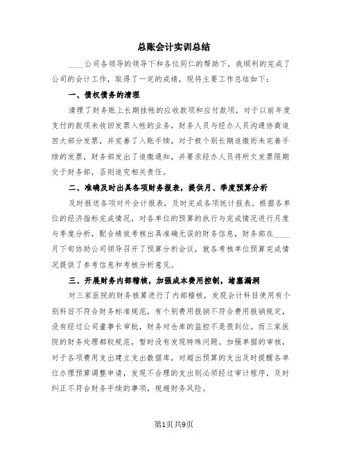 总账会计实训总结(2篇)