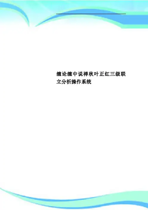 缠论缠中说禅秋叶正红三级联立分析操作系统