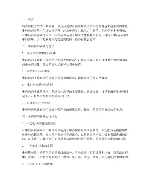 中药药剂实践心得体会总结