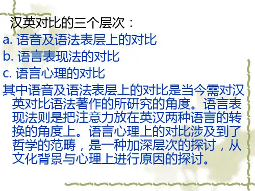 汉英语言对比八心理课件
