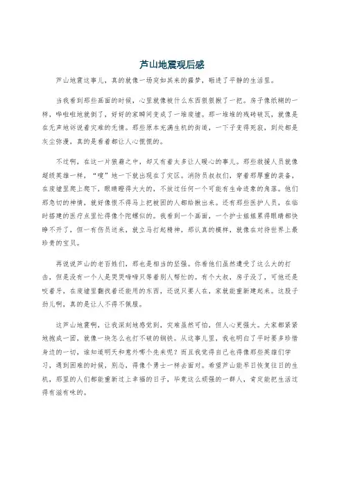 芦山地震观后感