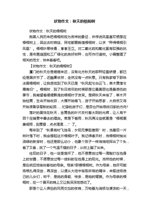 状物作文：秋天的梧桐树
