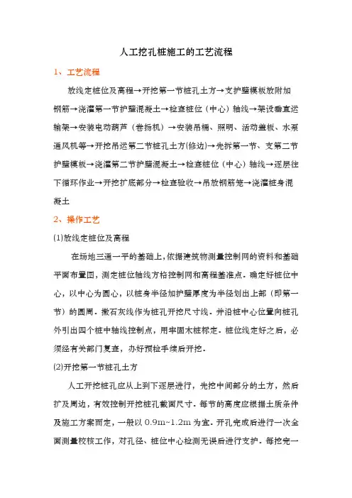 人工挖孔桩施工的工艺流程图